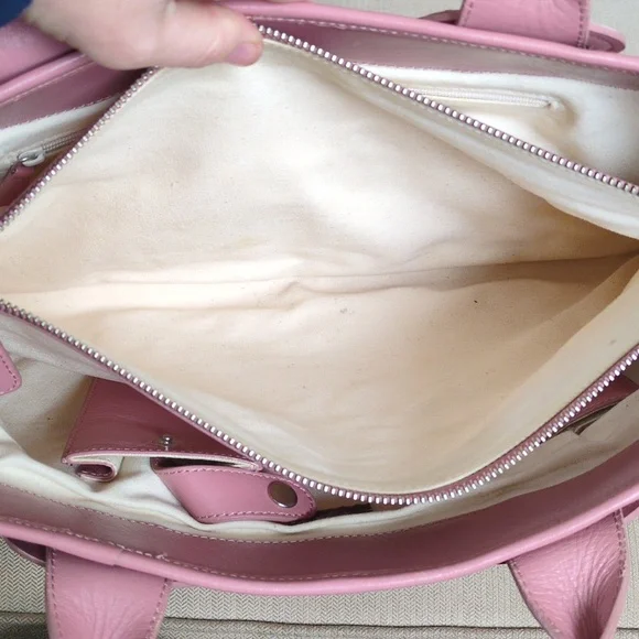 Anthropologie Nest Pink Leather Tote Bag - Picture 9 of 13
